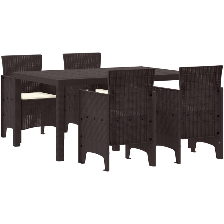 Trädgårdsmöbelset 5 pcs Brun Plast vidaXL 150 x 100 x 73 cm – bild 2