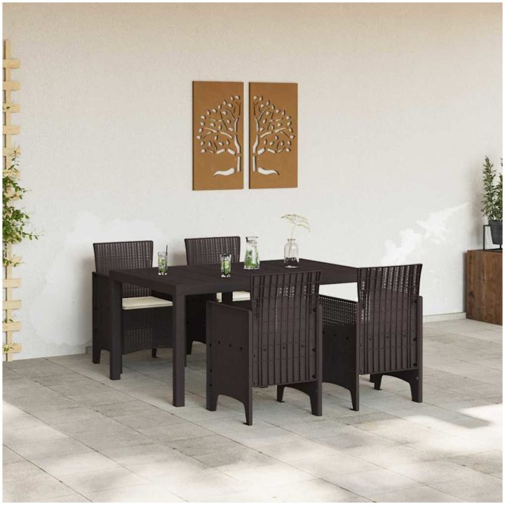 Trädgårdsmöbelset 5 pcs Brun Plast vidaXL 150 x 100 x 73 cm – bild 3