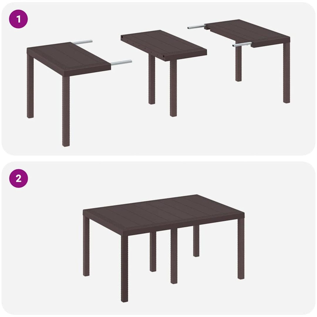 Trädgårdsmöbelset 5 pcs Brun Plast vidaXL 150 x 100 x 73 cm – bild 10