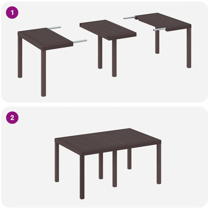 Trädgårdsmöbelset 5 pcs Brun Plast vidaXL 150 x 100 x 73 cm – bild 10