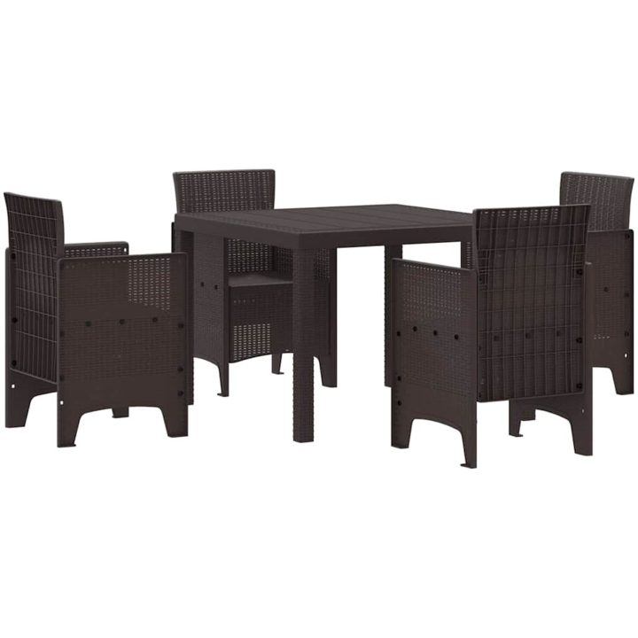 Trädgårdsmöbelset 5 pcs Brun Polypropenhartser vidaXL 100 x 100 x 73 cm – bild 2