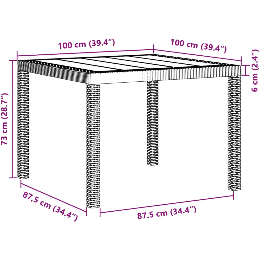 Trädgårdsmöbelset 5 pcs Brun Polypropenhartser vidaXL 100 x 100 x 73 cm – bild 10