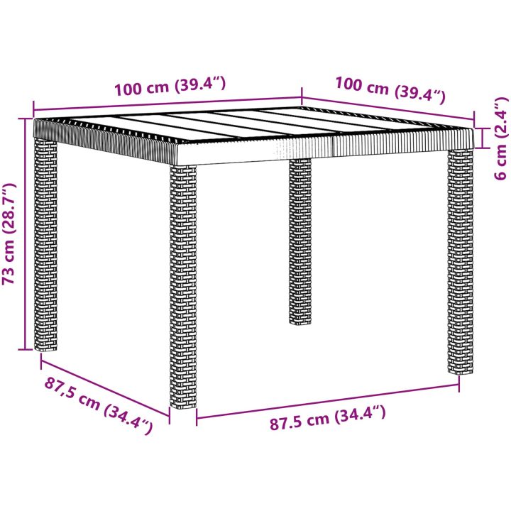Trädgårdsmöbelset 5 pcs Brun Polypropenhartser vidaXL 100 x 100 x 73 cm – bild 10
