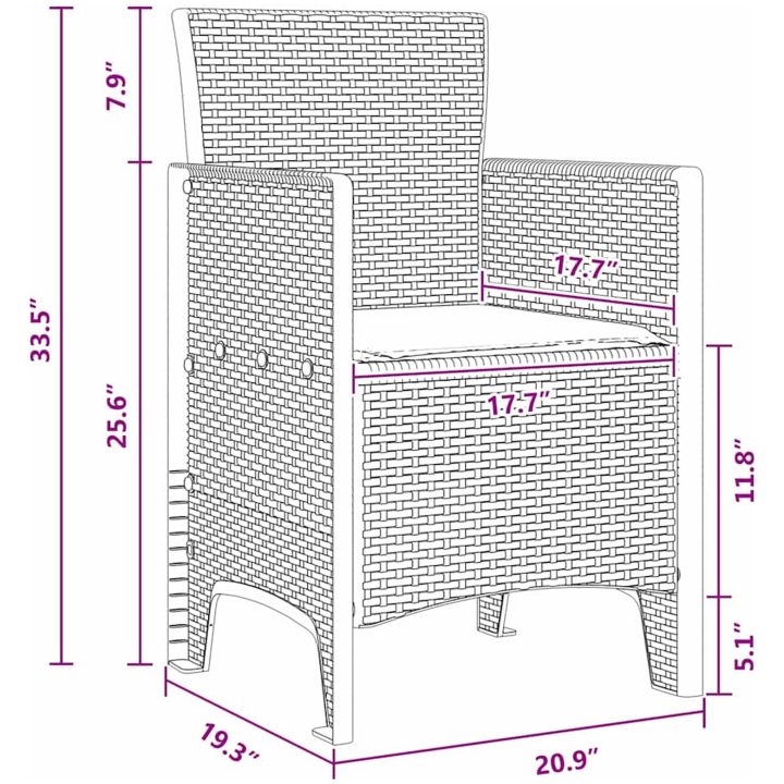 Trädgårdsmöbelset 5 pcs Brun Polypropylen vidaXL 100 x 100 x 73 cm – bild 12