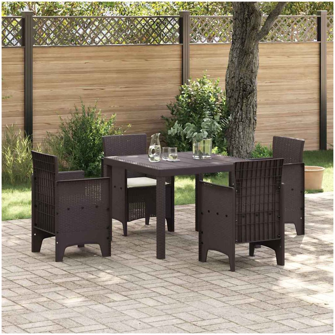 Trädgårdsmöbelset 5 pcs Brun Polypropylen vidaXL 100 x 100 x 73 cm