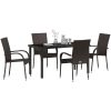 Trädgårdsmöbelset 5 pcs Brun Pulverlackerad stål & PE Rattan vidaXL 140 x 70 x 73 cm – miniatyr 3