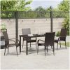 Trädgårdsmöbelset 5 pcs Brun Pulverlackerad stål & PE Rattan vidaXL 140 x 70 x 73 cm – miniatyr 4