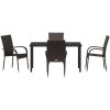 Trädgårdsmöbelset 5 pcs Brun Pulverlackerad stål & PE Rattan vidaXL 140 x 70 x 73 cm – miniatyr 7