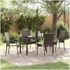 Trädgårdsmöbelset 5 pcs Brun Pulverlackerad stål & PE Rattan vidaXL 140 x 70 x 73 cm – miniatyr 1