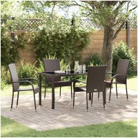 Trädgårdsmöbelset 5 pcs Brun Pulverlackerad stål & PE Rattan vidaXL