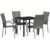 Trädgårdsmöbelset 5 pcs Grå 4-sits PE Rattan vidaXL 80 x 80 x 73 cm – miniatyr 2
