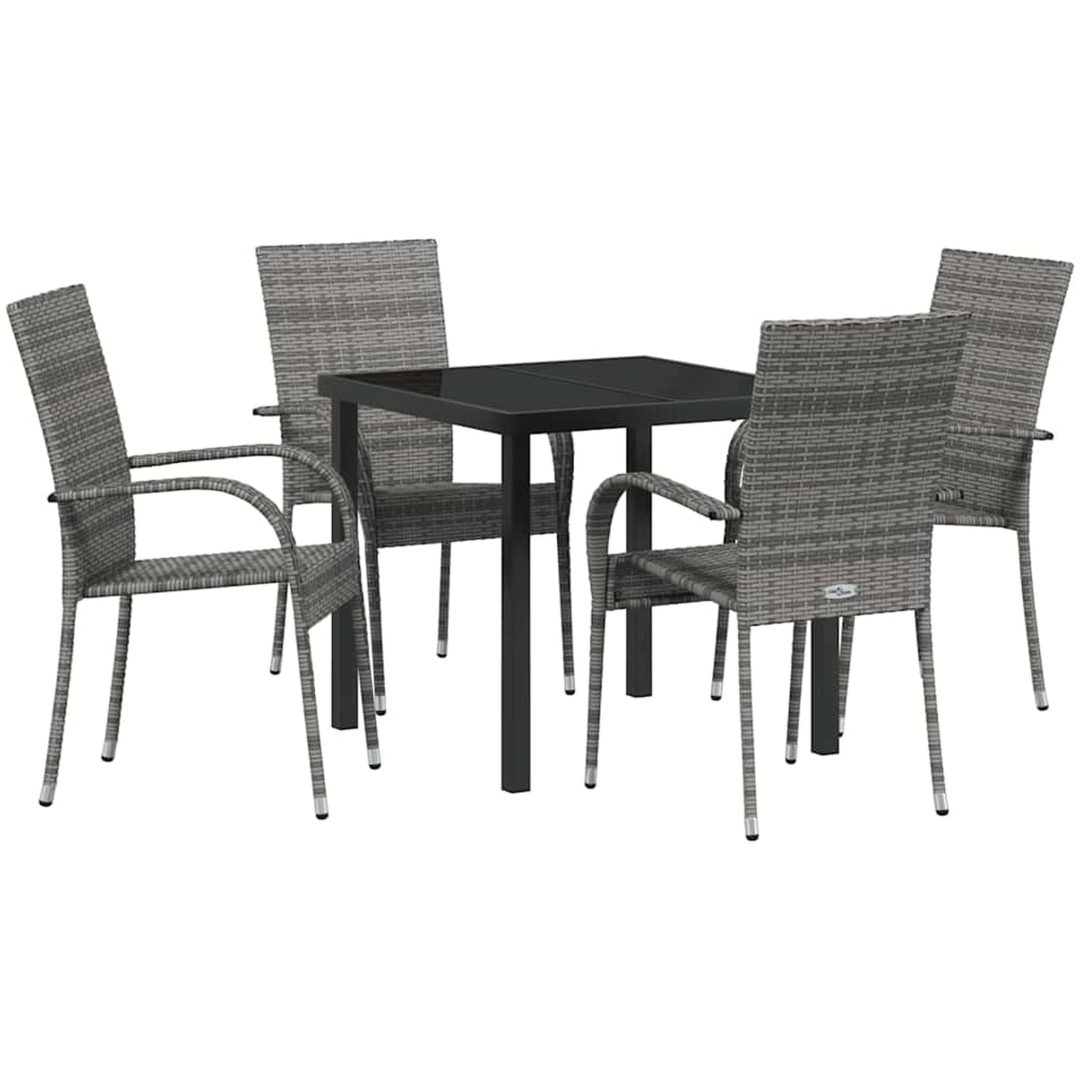 Trädgårdsmöbelset 5 pcs Grå 4-sits PE Rattan vidaXL 80 x 80 x 73 cm – bild 2
