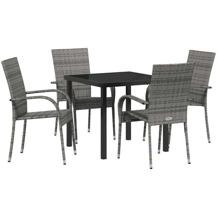 Trädgårdsmöbelset 5 pcs Grå 4-sits PE Rattan vidaXL 80 x 80 x 73 cm – bild 2