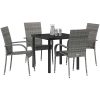 Trädgårdsmöbelset 5 pcs Grå 4-sits PE Rattan vidaXL 80 x 80 x 73 cm – miniatyr 3