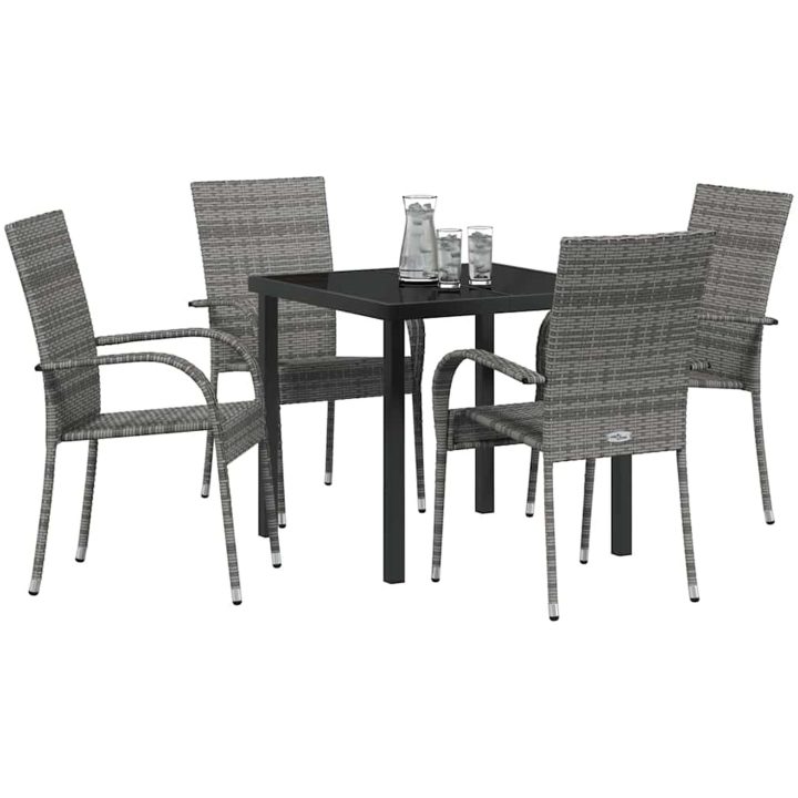 Trädgårdsmöbelset 5 pcs Grå 4-sits PE Rattan vidaXL 80 x 80 x 73 cm – bild 3