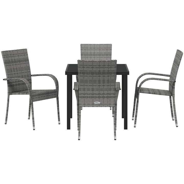 Trädgårdsmöbelset 5 pcs Grå 4-sits PE Rattan vidaXL 80 x 80 x 73 cm – bild 7