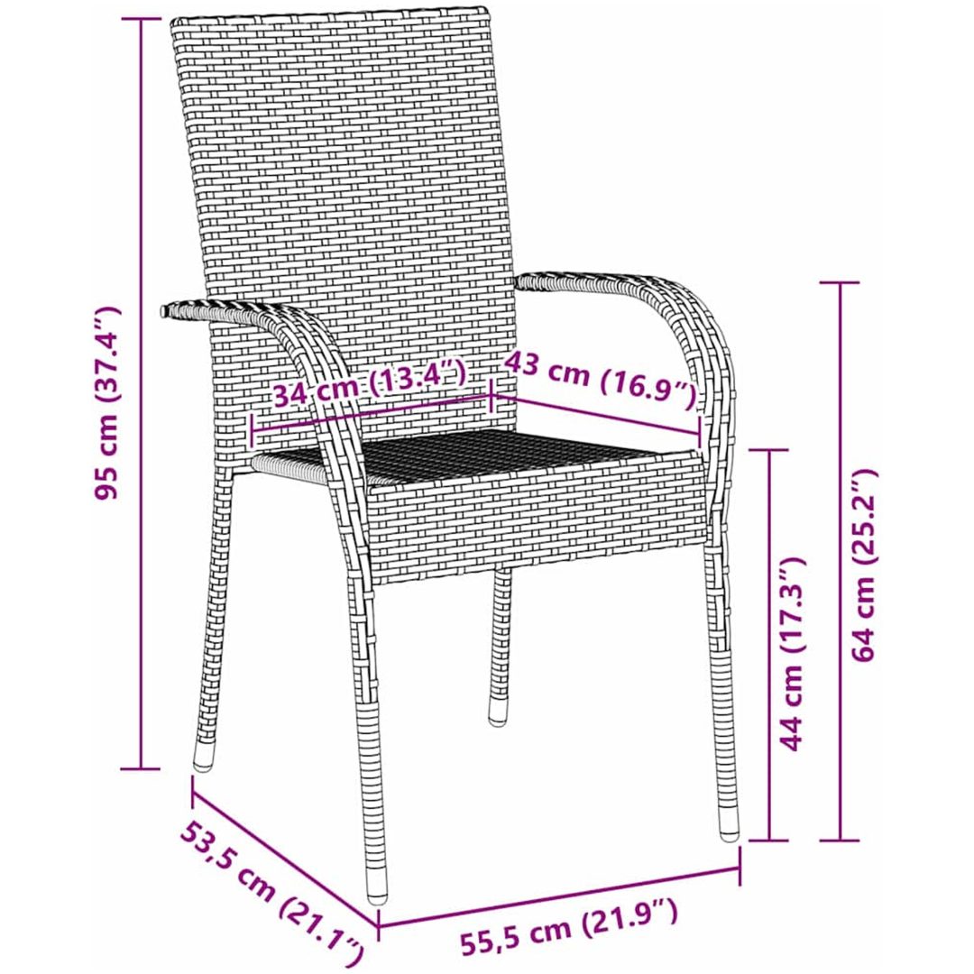 Trädgårdsmöbelset 5 pcs Grå 4-sits PE Rattan vidaXL 80 x 80 x 73 cm – bild 10