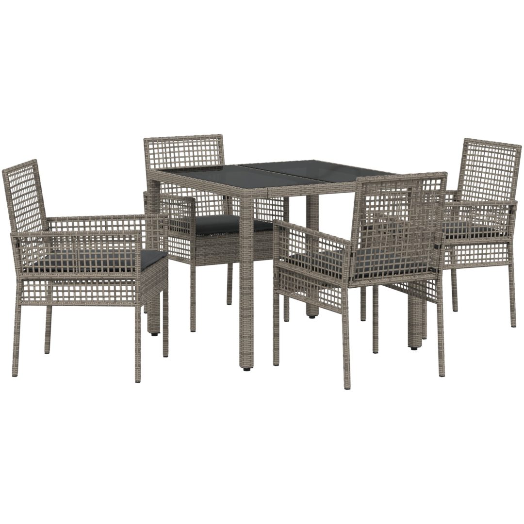 Trädgårdsmöbelset 5 pcs Grå Konstrotting vidaXL 90 x 90 x 75 cm – bild 2