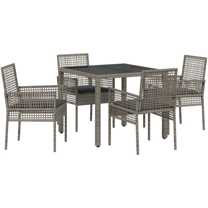 Trädgårdsmöbelset 5 pcs Grå Konstrotting vidaXL 90 x 90 x 75 cm – bild 2