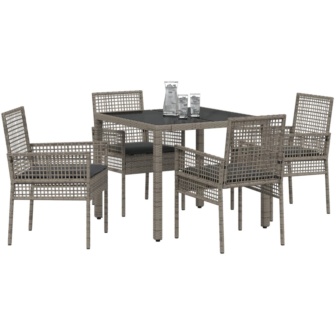 Trädgårdsmöbelset 5 pcs Grå Konstrotting vidaXL 90 x 90 x 75 cm – bild 3