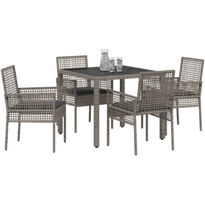 Trädgårdsmöbelset 5 pcs Grå Konstrotting vidaXL 90 x 90 x 75 cm – bild 3