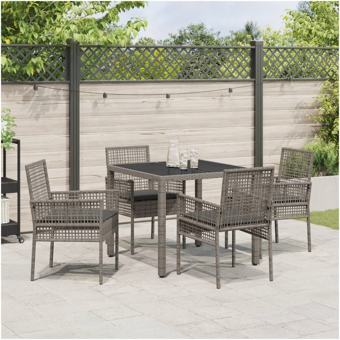 Trädgårdsmöbelset 5 pcs Grå Konstrotting vidaXL 90 x 90 x 75 cm – bild 4