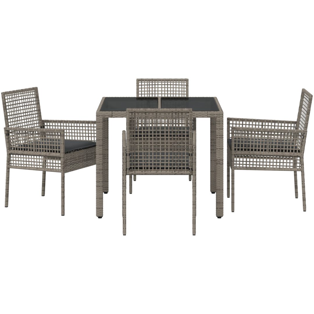 Trädgårdsmöbelset 5 pcs Grå Konstrotting vidaXL 90 x 90 x 75 cm – bild 7