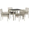 Trädgårdsmöbelset 5 pcs Ljusgrå Konstrotting vidaXL 90 x 90 x 75 cm – miniatyr 2