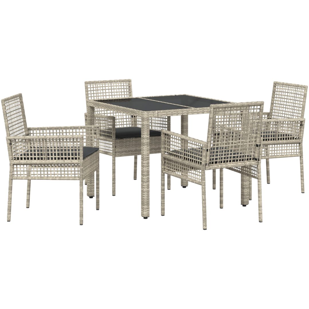 Trädgårdsmöbelset 5 pcs Ljusgrå Konstrotting vidaXL 90 x 90 x 75 cm – bild 2