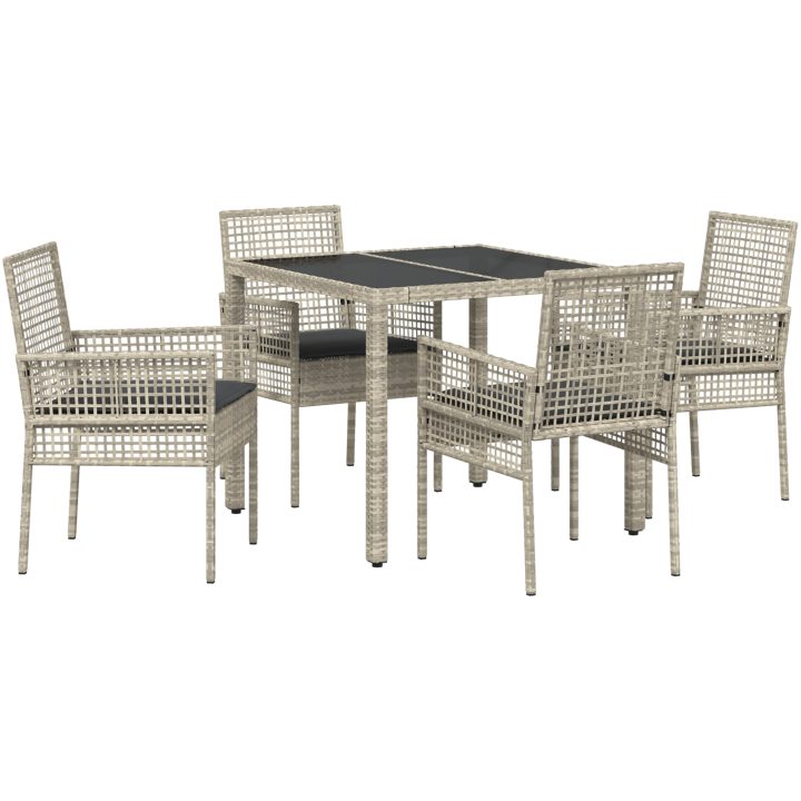 Trädgårdsmöbelset 5 pcs Ljusgrå Konstrotting vidaXL 90 x 90 x 75 cm – bild 2