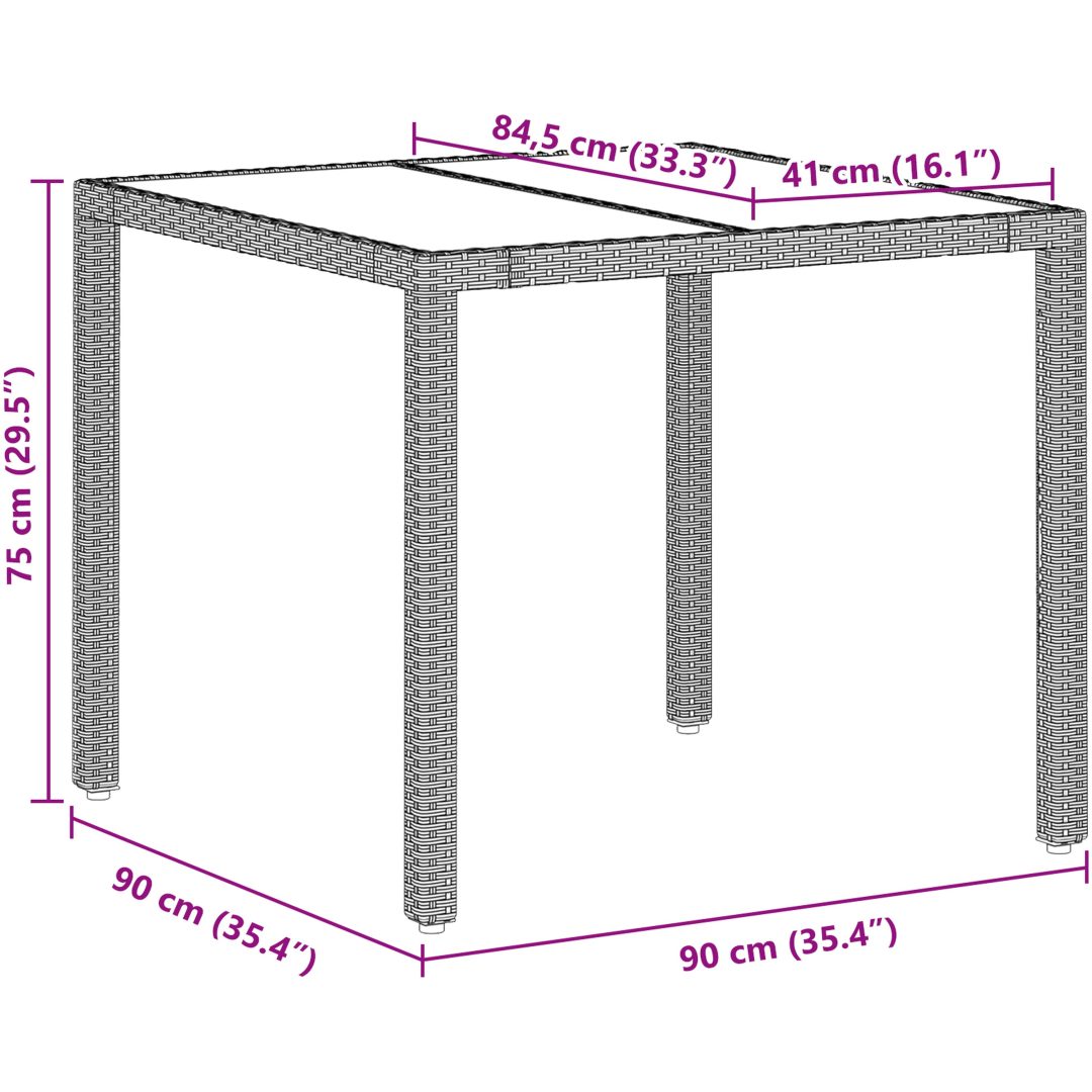 Trädgårdsmöbelset 5 pcs Ljusgrå Konstrotting vidaXL 90 x 90 x 75 cm – bild 11