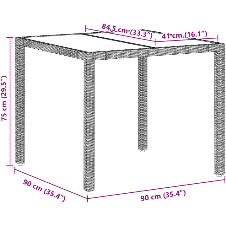 Trädgårdsmöbelset 5 pcs Ljusgrå Konstrotting vidaXL 90 x 90 x 75 cm – bild 11