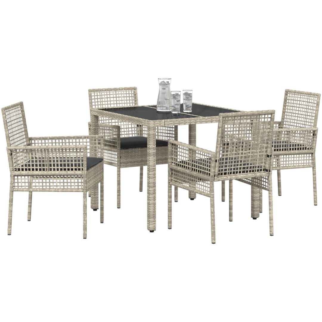 Trädgårdsmöbelset 5 pcs Ljusgrå Konstrotting vidaXL 90 x 90 x 75 cm – bild 3