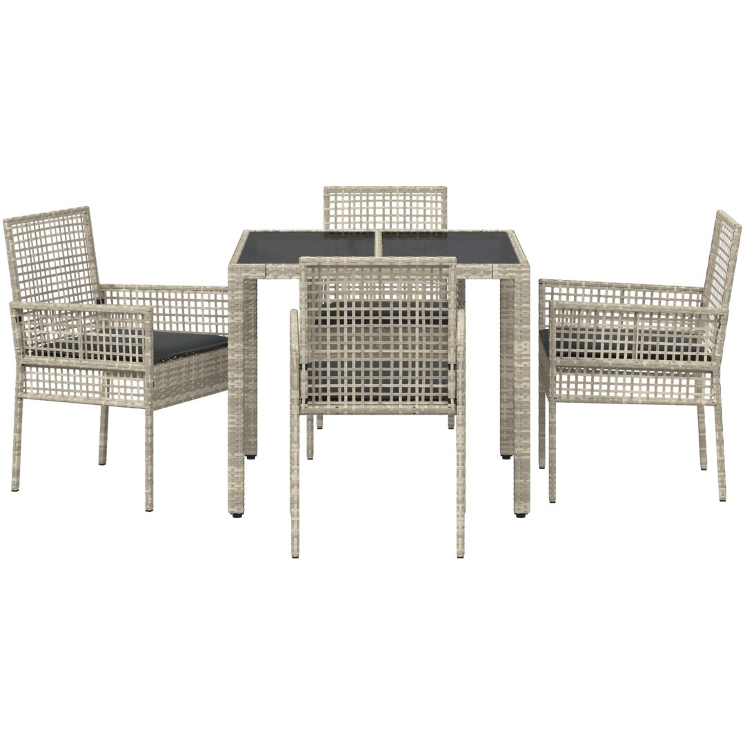 Trädgårdsmöbelset 5 pcs Ljusgrå Konstrotting vidaXL 90 x 90 x 75 cm – bild 7