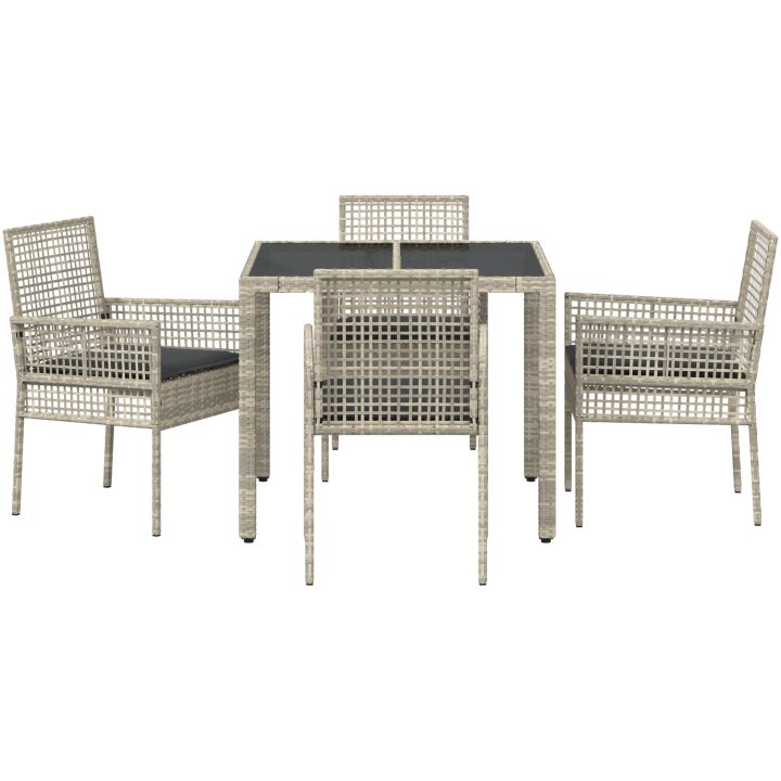 Trädgårdsmöbelset 5 pcs Ljusgrå Konstrotting vidaXL 90 x 90 x 75 cm – bild 7