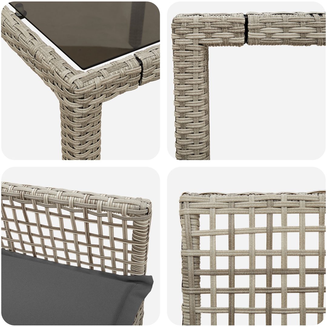 Trädgårdsmöbelset 5 pcs Ljusgrå Konstrotting vidaXL 90 x 90 x 75 cm – bild 9