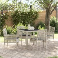 Trädgårdsmöbelset 5 pcs Ljusgrå Konstrotting vidaXL