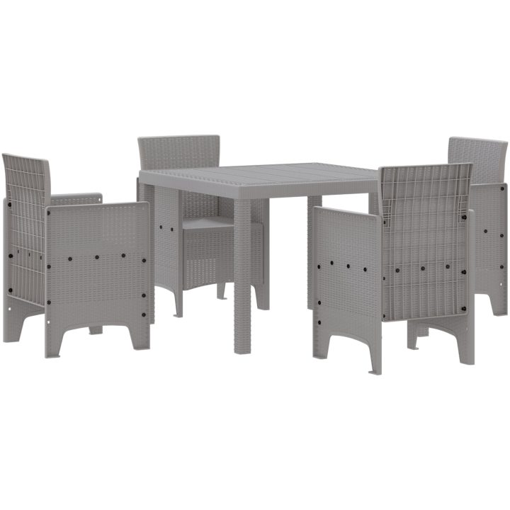 Trädgårdsmöbelset 5 pcs Ljusgrå Polypropenhartser vidaXL 100 x 100 x 73 cm – bild 2