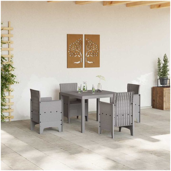 Trädgårdsmöbelset 5 pcs Ljusgrå Polypropenhartser vidaXL 100 x 100 x 73 cm – bild 3