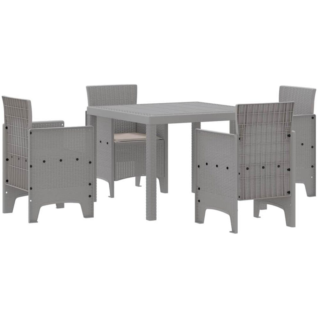 Trädgårdsmöbelset 5 pcs Ljusgrå Rattan, metall vidaXL 100 x 100 x 73 cm – bild 2
