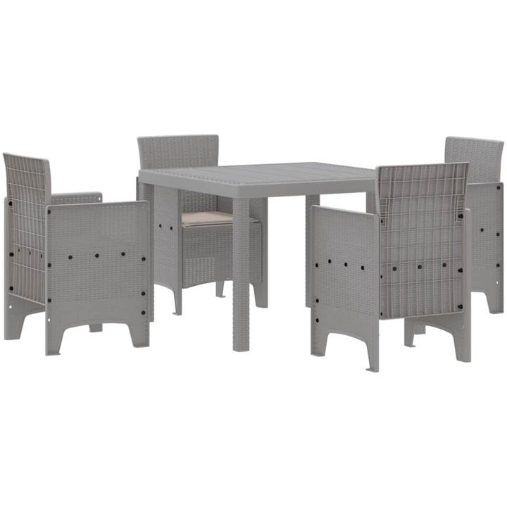 Trädgårdsmöbelset 5 pcs Ljusgrå Rattan, metall vidaXL 100 x 100 x 73 cm – bild 2