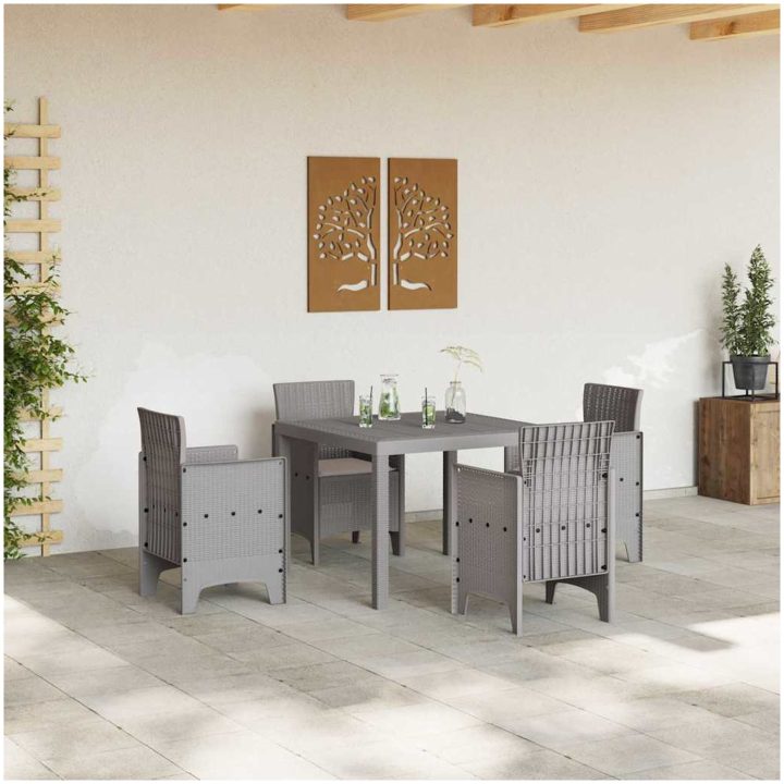 Trädgårdsmöbelset 5 pcs Ljusgrå Rattan, metall vidaXL 100 x 100 x 73 cm – bild 3