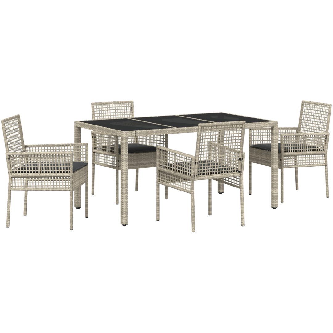 Trädgårdsmöbelset 5 pcs Ljusgrå vidaXL 150 x 90 x 75 cm – bild 2