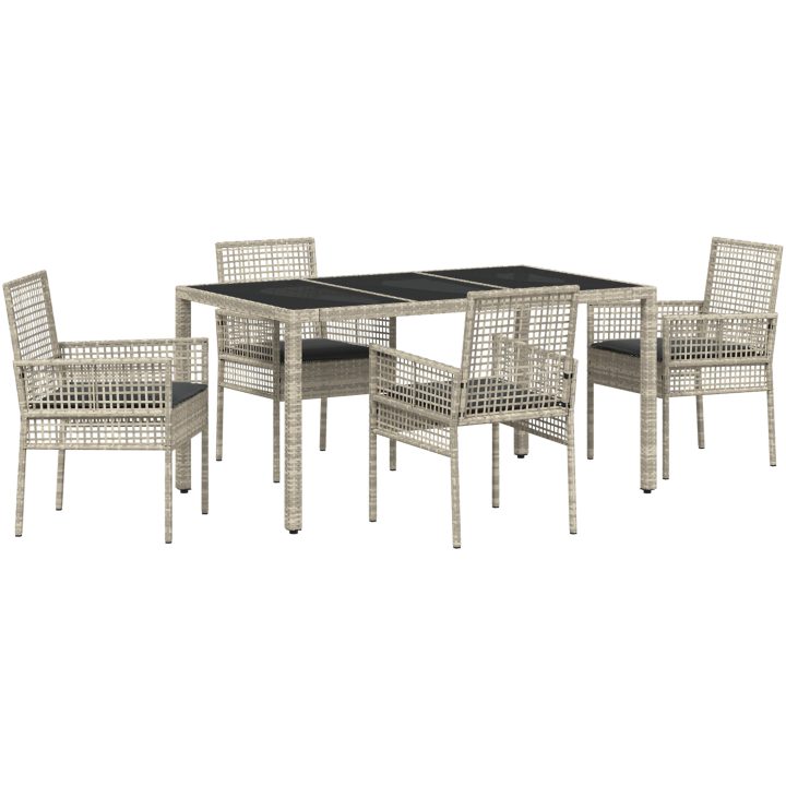 Trädgårdsmöbelset 5 pcs Ljusgrå vidaXL 150 x 90 x 75 cm – bild 2