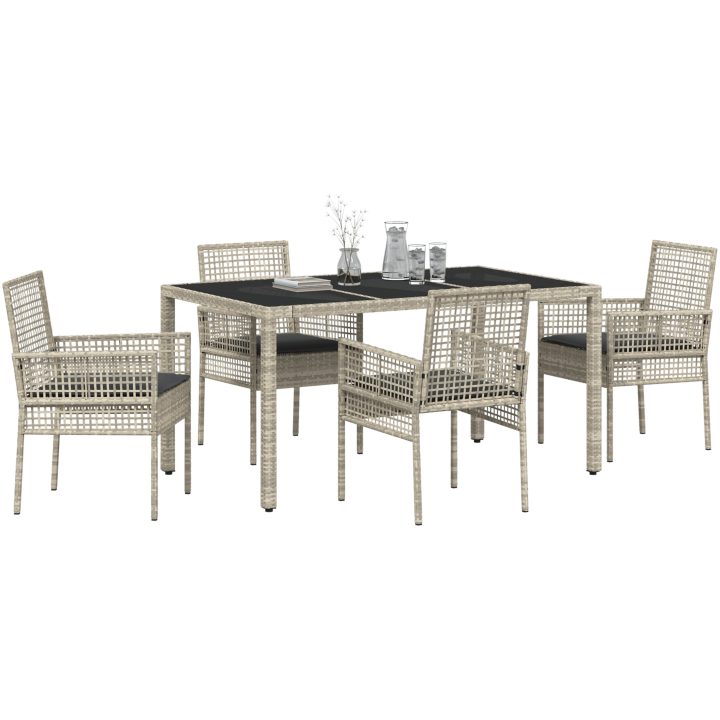 Trädgårdsmöbelset 5 pcs Ljusgrå vidaXL 150 x 90 x 75 cm – bild 3