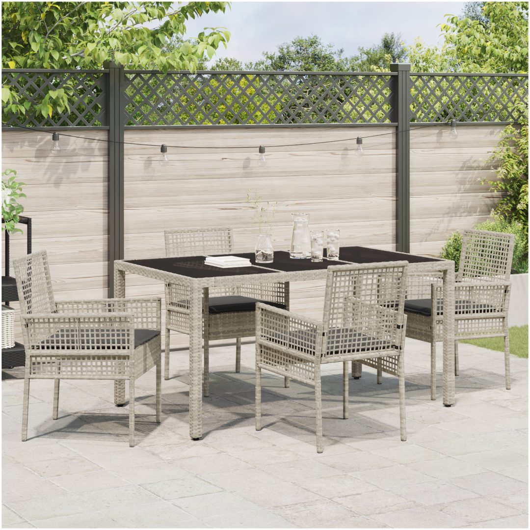 Trädgårdsmöbelset 5 pcs Ljusgrå vidaXL 150 x 90 x 75 cm – bild 4