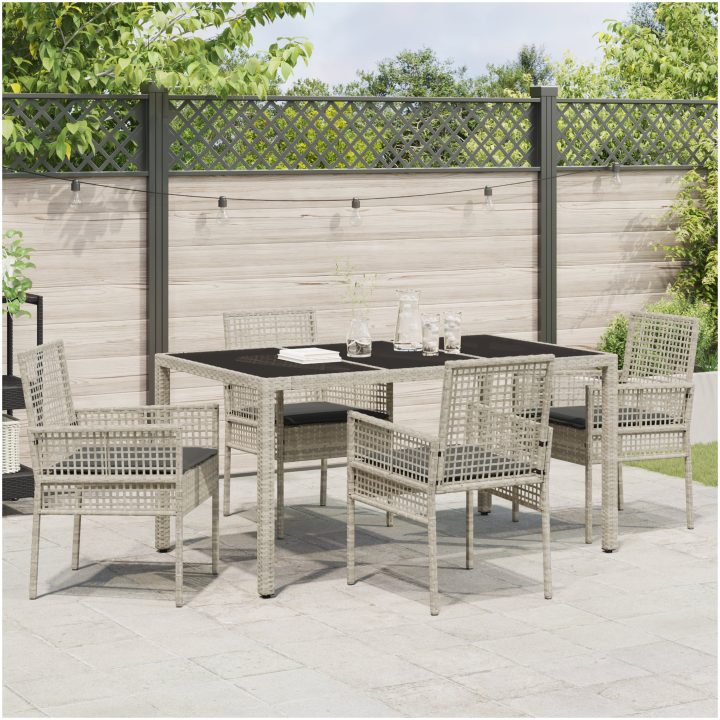 Trädgårdsmöbelset 5 pcs Ljusgrå vidaXL 150 x 90 x 75 cm – bild 4