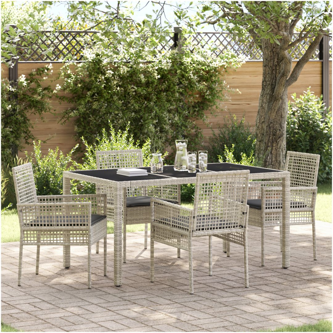 Trädgårdsmöbelset 5 pcs Ljusgrå vidaXL 150 x 90 x 75 cm