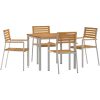 Trädgårdsmöbelset 5 pcs Massivt akaciaträ & rostfritt stål vidaXL 90 x 90 x 75 cm – miniatyr 2