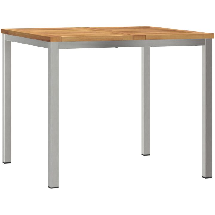 Trädgårdsmöbelset 5 pcs Massivt akaciaträ & rostfritt stål vidaXL 90 x 90 x 75 cm – bild 5